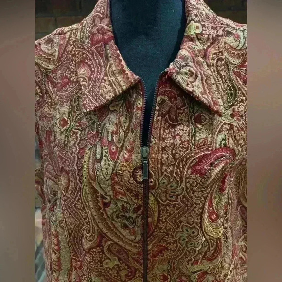 CHRISTOPHER & BANKS 2 PIECE PLUS SZ BEADED TAPESTRY VEST & SCARF SIZE 14X - Picture 3 of 16